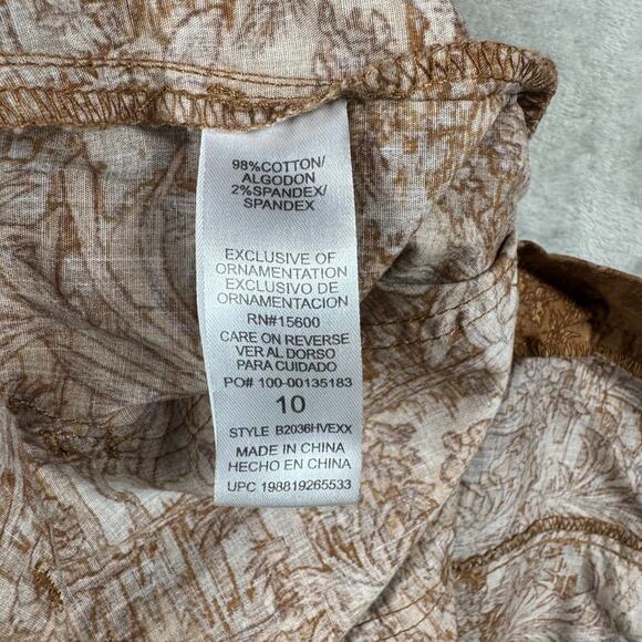 Democracy Flexellent NEW Pants Womens 10 Brown Floral Utility Cuff Stretch Cargo - Picture 12 of 12